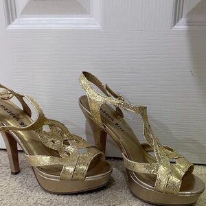 Madden Girl Gold Metallic Platform Slingback Heels